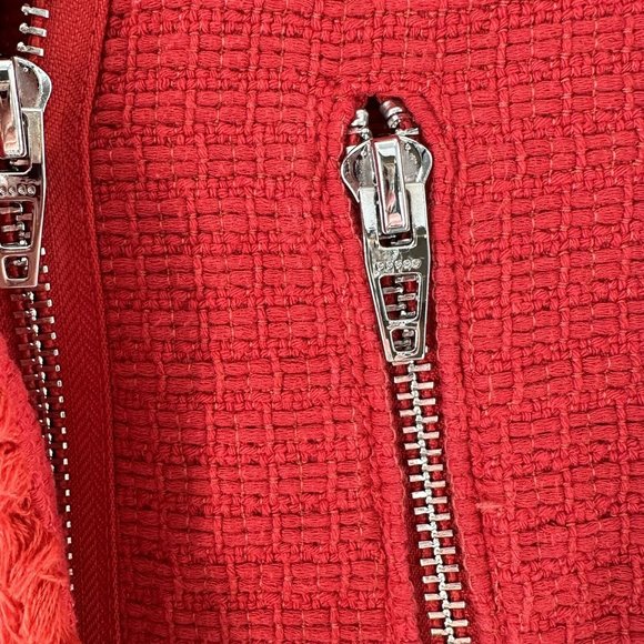 Blank NYC Red Woven Cotton Tweed Moto Jacket Size Small $15 - Picture 3 of 6